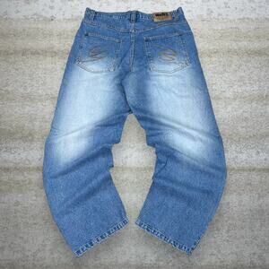 Vintage Y2K Webs Skater Jeans 38x34 Baggy Wide Leg Light Wash Denim Rap Style